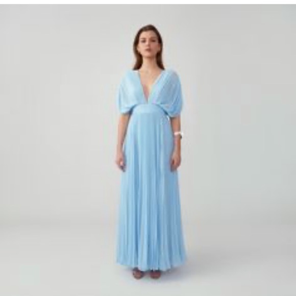 Fame and Partners Dresses & Skirts - Fame and Partners Dress- blue pleat with open back